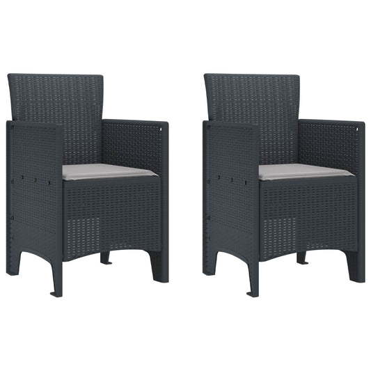 vidaXL Καρέκλα Κήπου 2 pcs Ανθρακί 53 x 49 x 85 εκ. Πολυπροπυλένιο