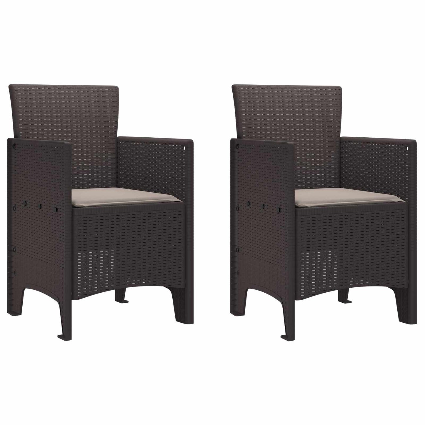 vidaXL Καρέκλα Κήπου 2 pcs Καφέ 53 x 49 x 85 εκ. Πολυπροπυλένιο