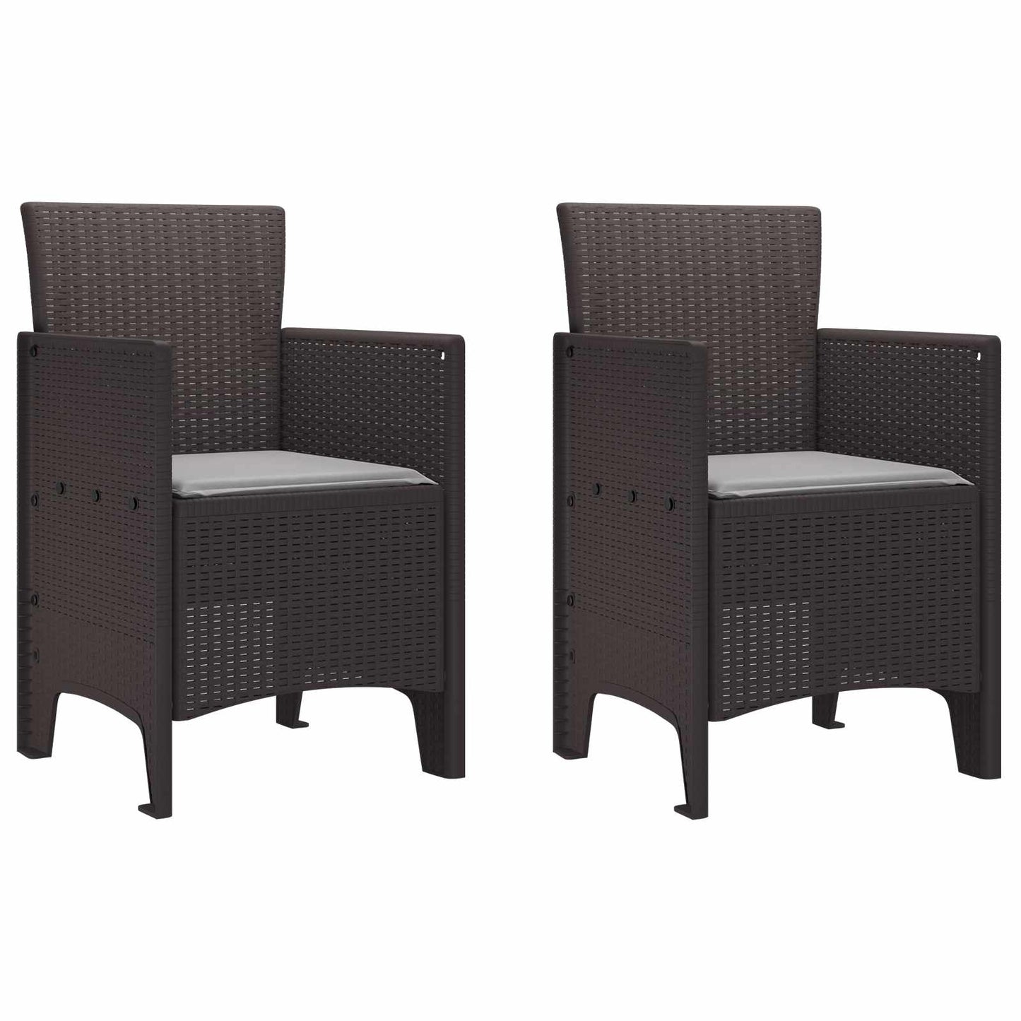 vidaXL Καρέκλα Κήπου 2 pcs Καφέ 53 x 49 x 85 εκ. Πολυπροπυλένιο