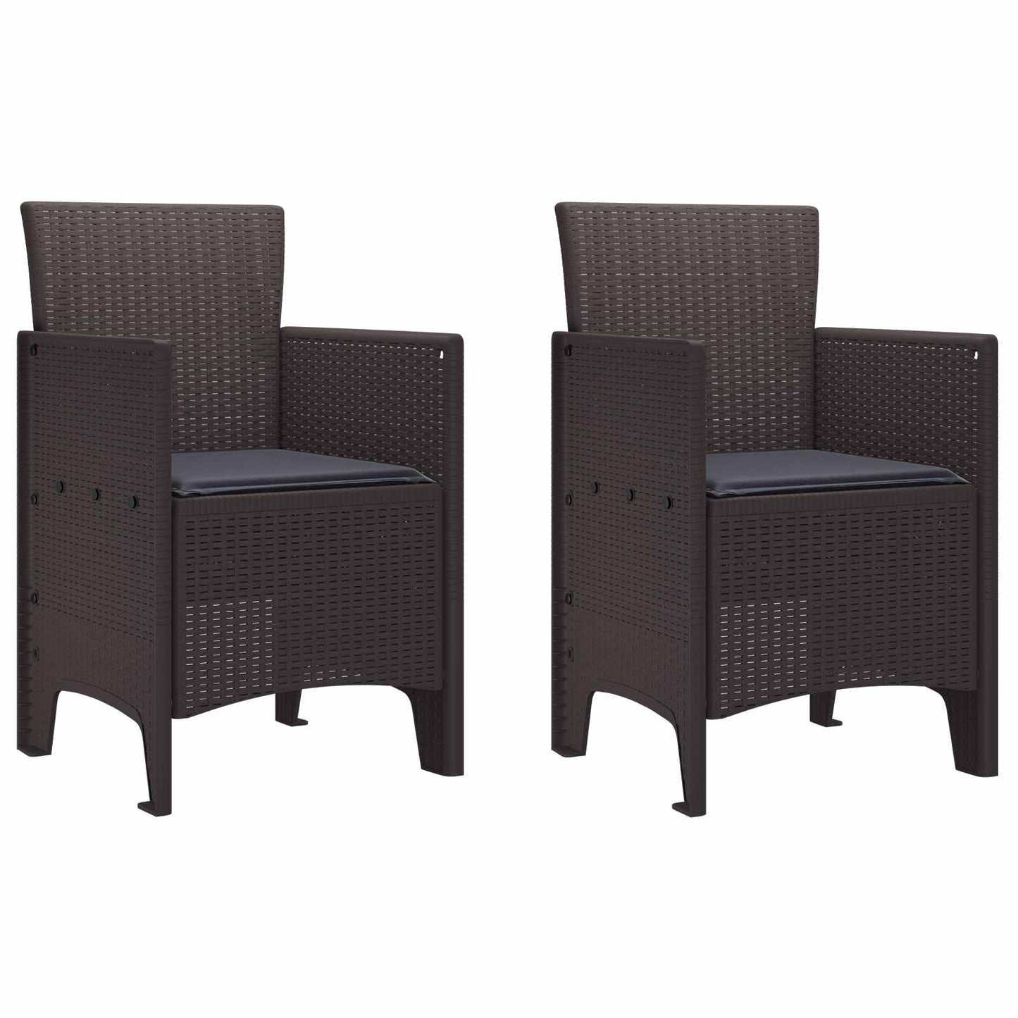 vidaXL Καρέκλα Κήπου 2 pcs Καφέ 53 x 49 x 85 εκ. Πολυπροπυλένιο