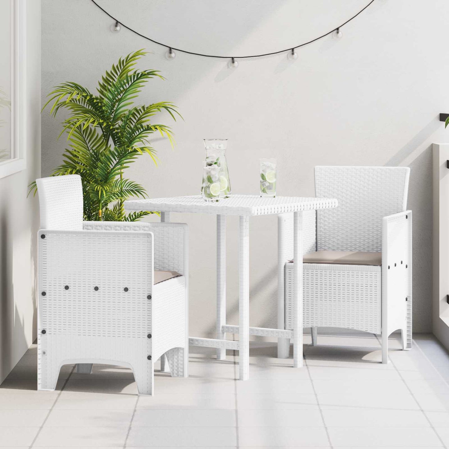 vidaXL Καρέκλα Κήπου 2 pcs Λευκό 53 x 49 x 85 εκ. Πολυπροπυλένιο