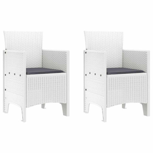 vidaXL Καρέκλα Κήπου 2 pcs Λευκό 53 x 49 x 85 εκ. Πολυπροπυλένιο