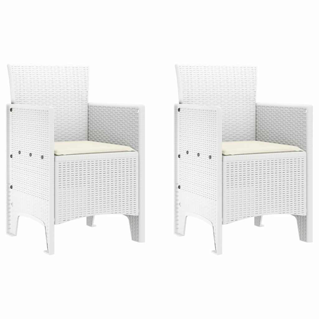 vidaXL Καρέκλα Κήπου 2 pcs Λευκό 53 x 49 x 85 εκ. Πολυπροπυλένιο