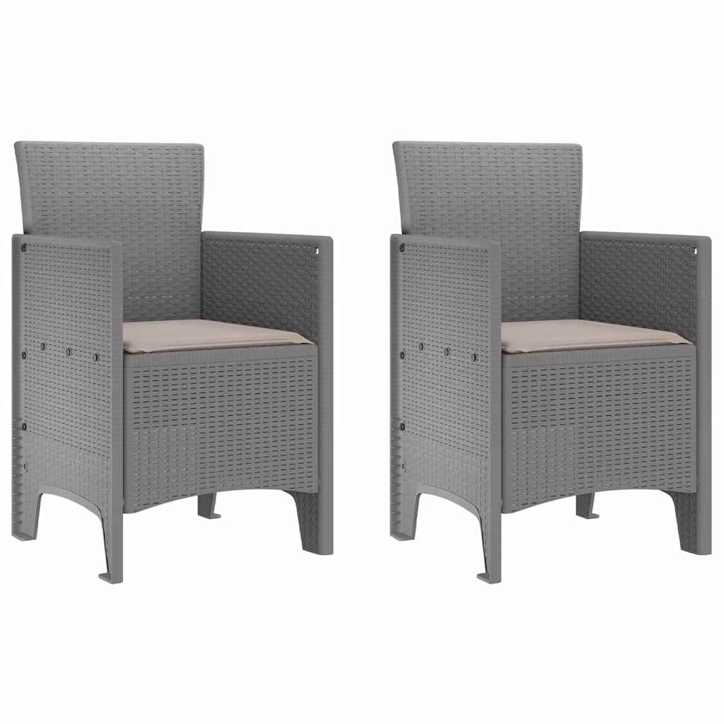 vidaXL Καρέκλα Κήπου με μαξιλάρι 2 pcs Ανοιχτό γκρι 53 x 49 x 85 εκ.