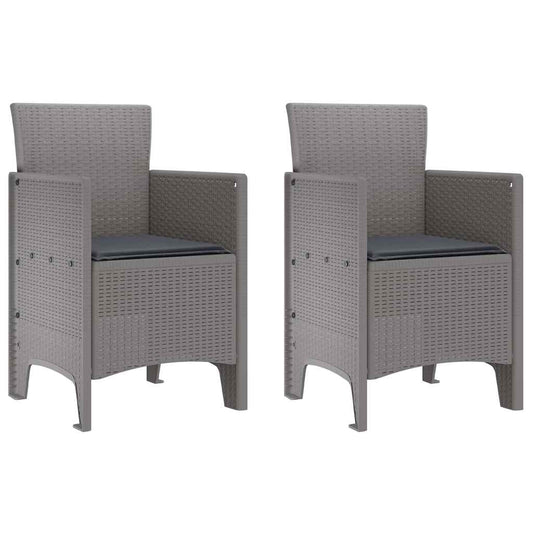 vidaXL Καρέκλα Κήπου με μαξιλάρι 2 pcs Ανοιχτό γκρι 53 x 49 x 85 εκ.