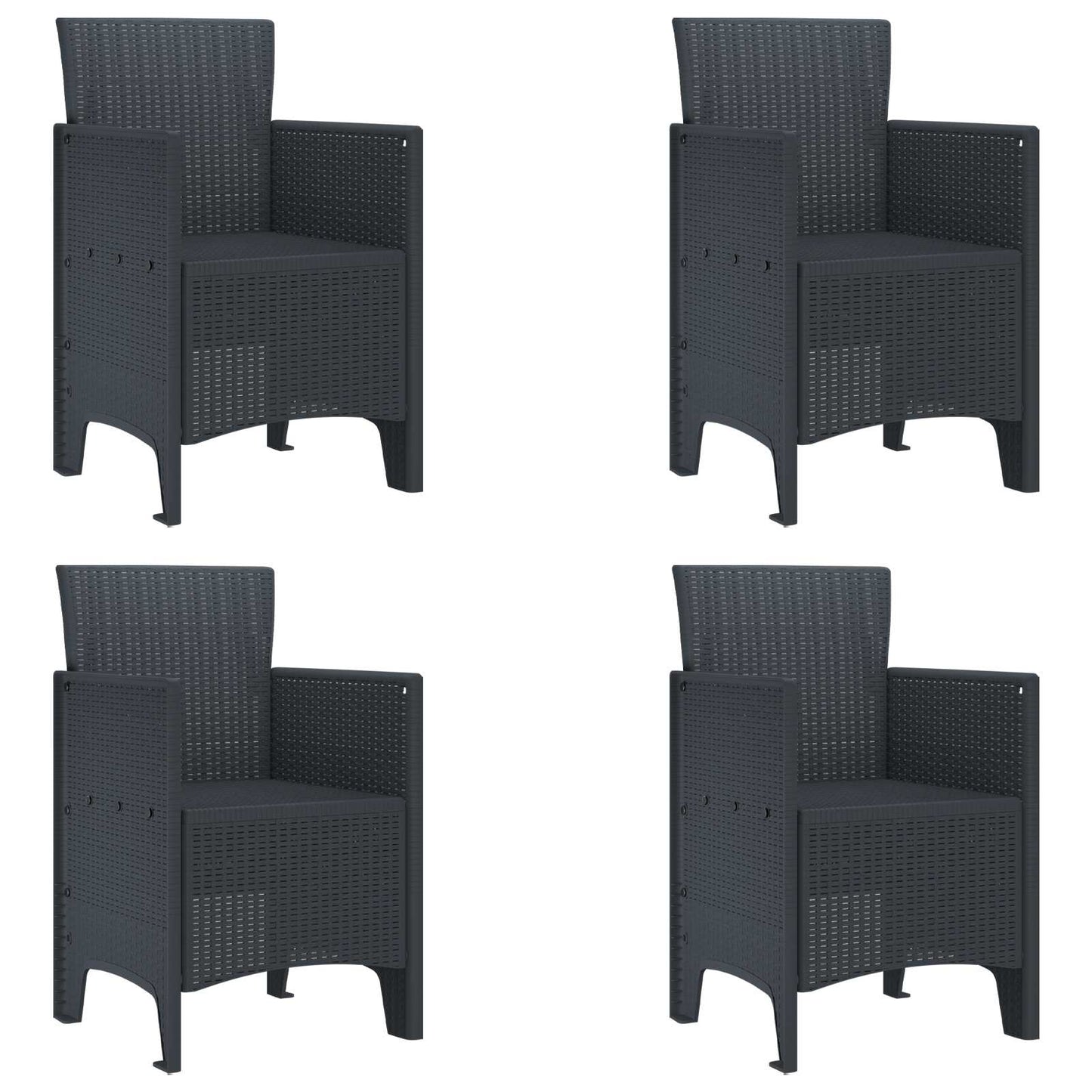 vidaXL Καρέκλα Κήπου 4 pcs Ανθρακί 53 x 49 x 85 εκ. Πολυπροπυλένιο