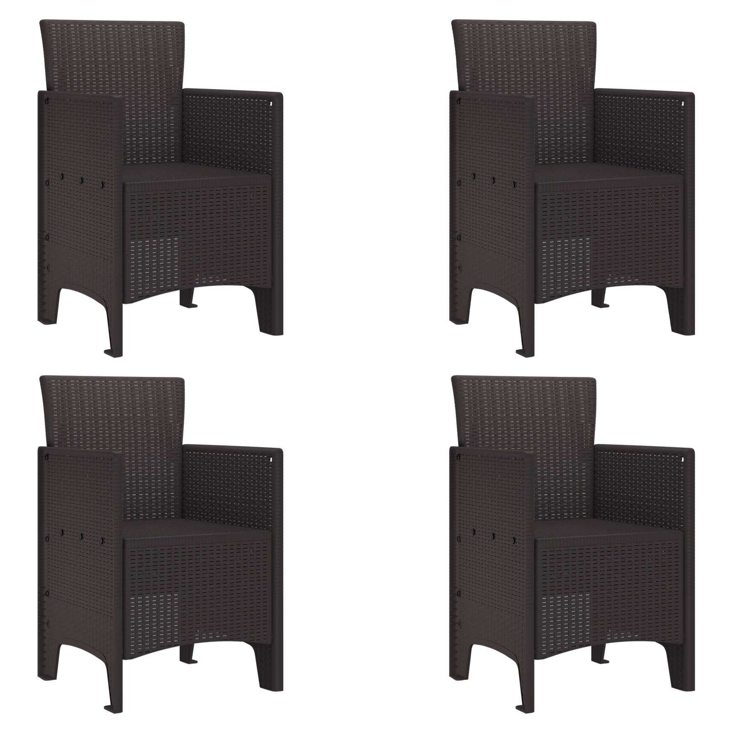 vidaXL Καρέκλα Κήπου 4 pcs Καφέ 53 x 49 x 85 εκ. Πολυπροπυλένιο