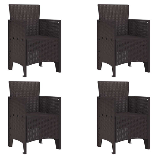 vidaXL Καρέκλα Κήπου 4 pcs Καφέ 53 x 49 x 85 εκ. Πολυπροπυλένιο