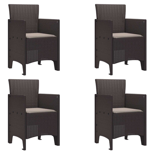vidaXL Καρέκλα Κήπου 4 pcs Καφέ 53 x 49 x 85 εκ. Πολυπροπυλένιο