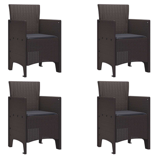 vidaXL Καρέκλα Κήπου 4 pcs Καφέ 53 x 49 x 85 εκ. Πολυπροπυλένιο