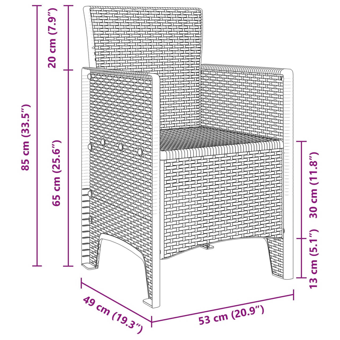 vidaXL Καρέκλα Κήπου 4 pcs Λευκό 53 x 49 x 85 εκ. Πολυπροπυλένιο