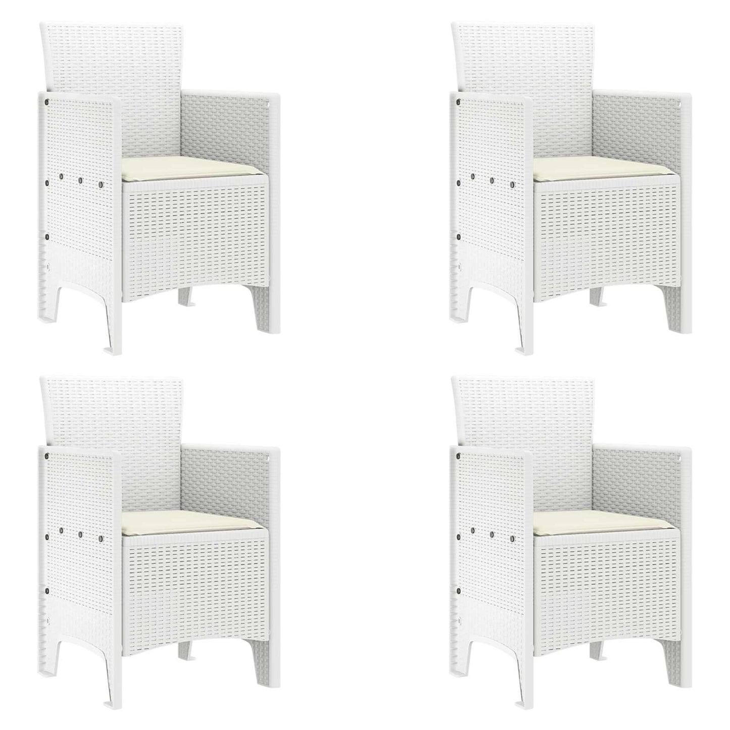 vidaXL Καρέκλα Κήπου 4 pcs Λευκό 53 x 49 x 85 εκ. Πολυπροπυλένιο