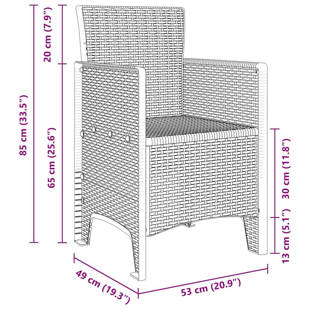 vidaXL Καρέκλα Κήπου με μαξιλάρι 4 pcs Ανοιχτό γκρι 53 x 49 x 85 εκ.