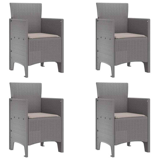 vidaXL Καρέκλα Κήπου με μαξιλάρι 4 pcs Ανοιχτό γκρι 53 x 49 x 85 εκ.