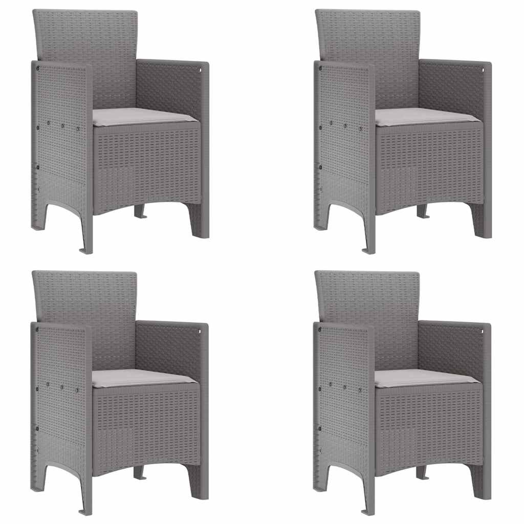 vidaXL Καρέκλα Κήπου με μαξιλάρι 4 pcs Ανοιχτό γκρι 53 x 49 x 85 εκ.