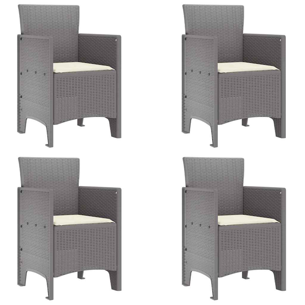 vidaXL Καρέκλα Κήπου με μαξιλάρι 4 pcs Ανοιχτό γκρι 53 x 49 x 85 εκ.