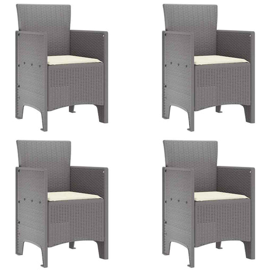 vidaXL Καρέκλα Κήπου με μαξιλάρι 4 pcs Ανοιχτό γκρι 53 x 49 x 85 εκ.