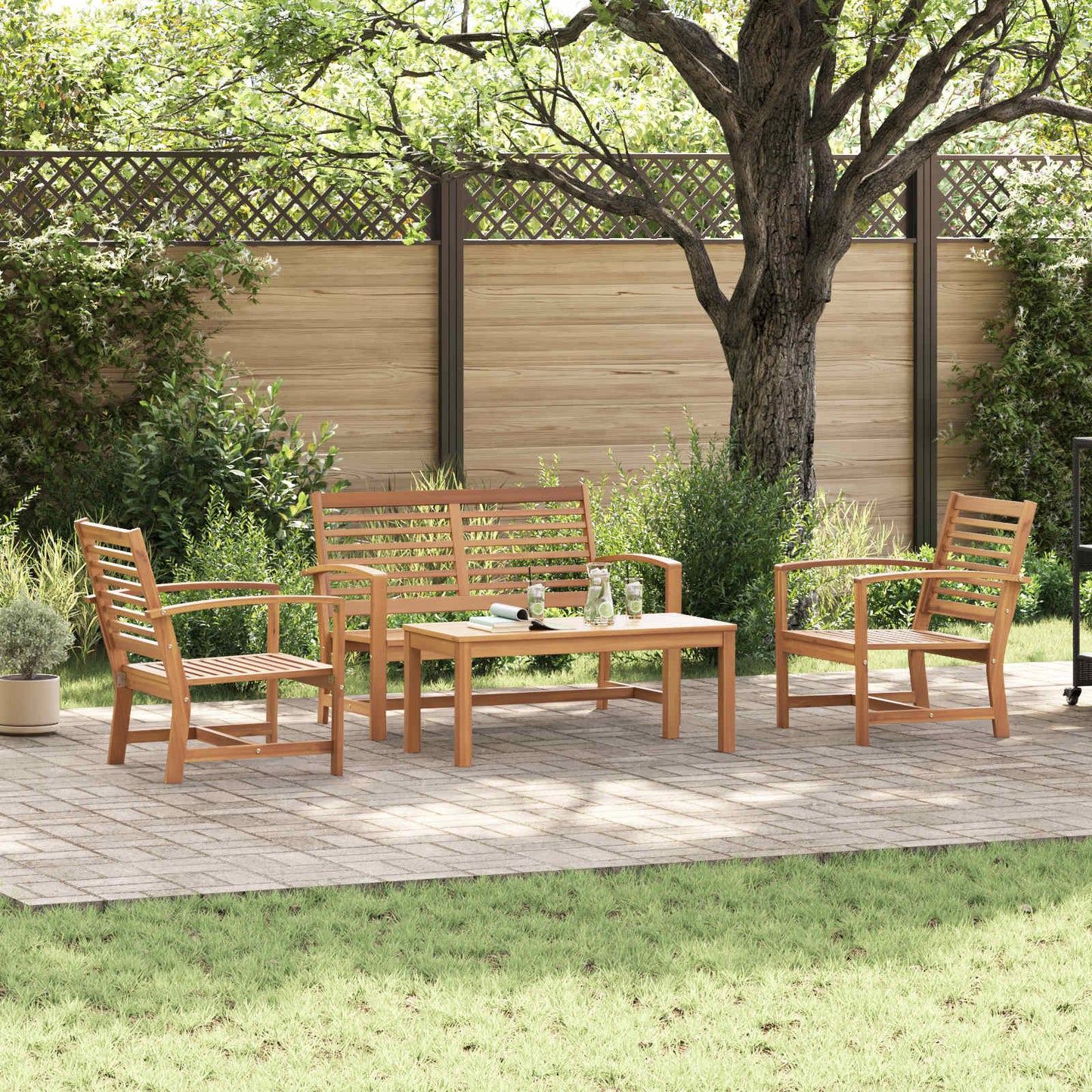 Σετ Καναπέ Κήπου 4 pcs Φυσικό Μασίφ ξύλο teak