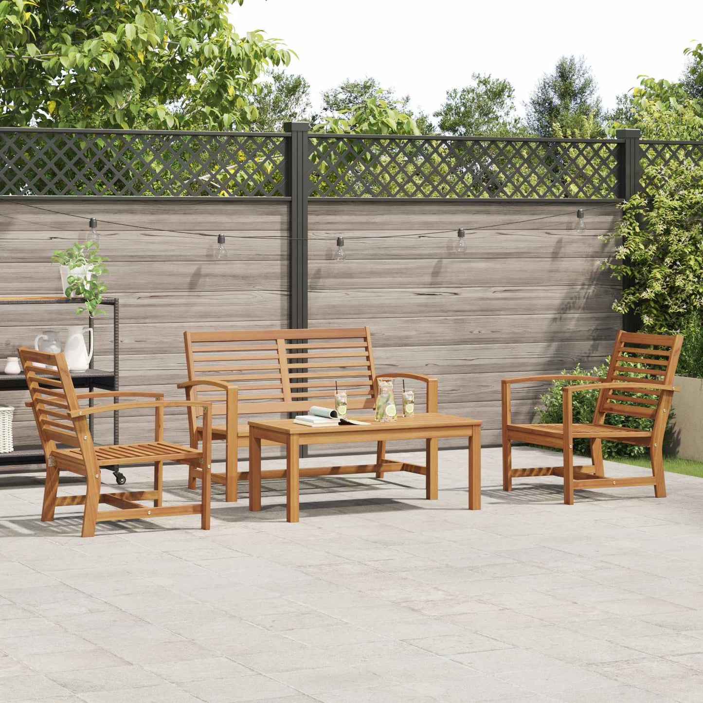 Σετ Καναπέ Κήπου 4 pcs Φυσικό Μασίφ ξύλο teak