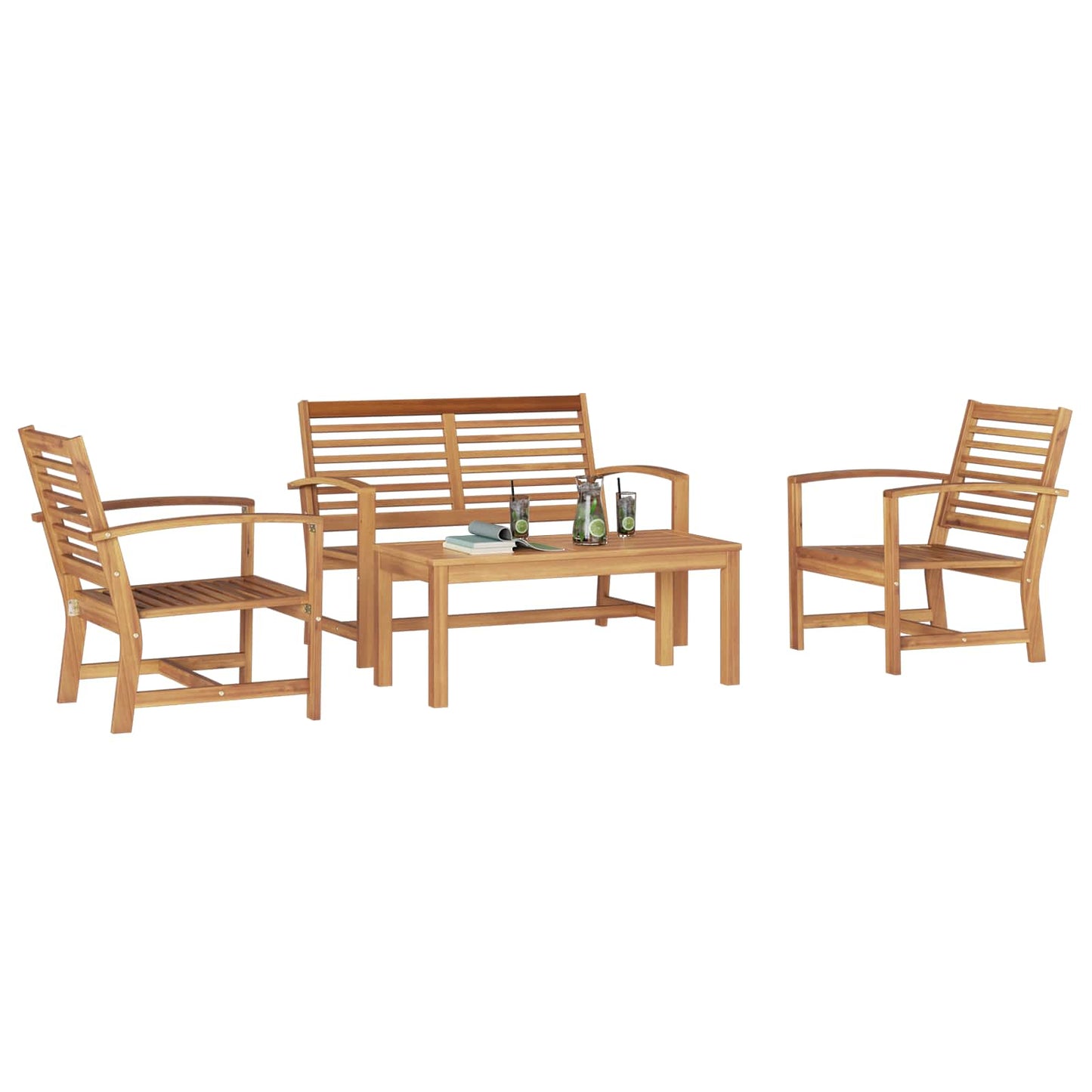 Σετ Καναπέ Κήπου 4 pcs Φυσικό Μασίφ ξύλο teak