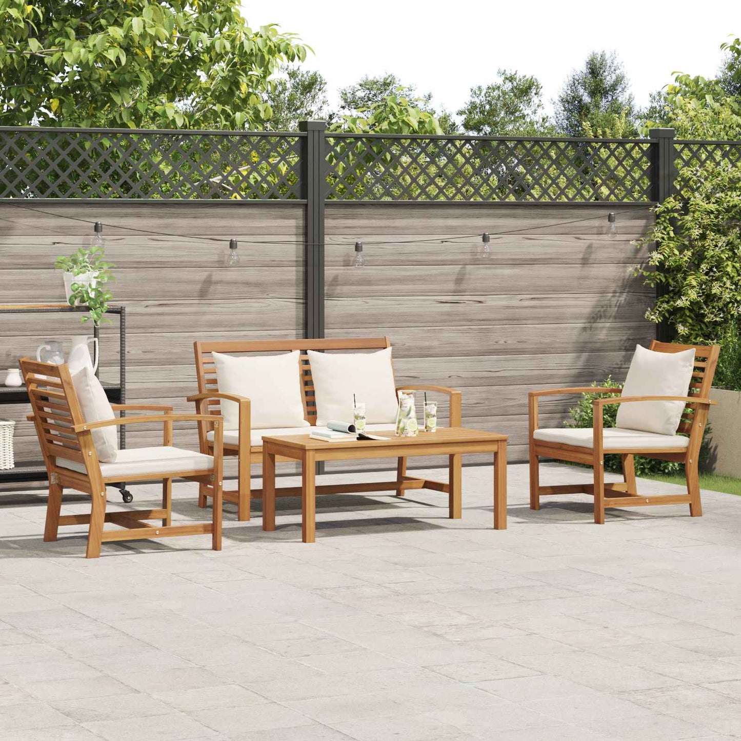 Σετ Καναπέ Κήπου 4 pcs Φυσικό Μασίφ ξύλο teak