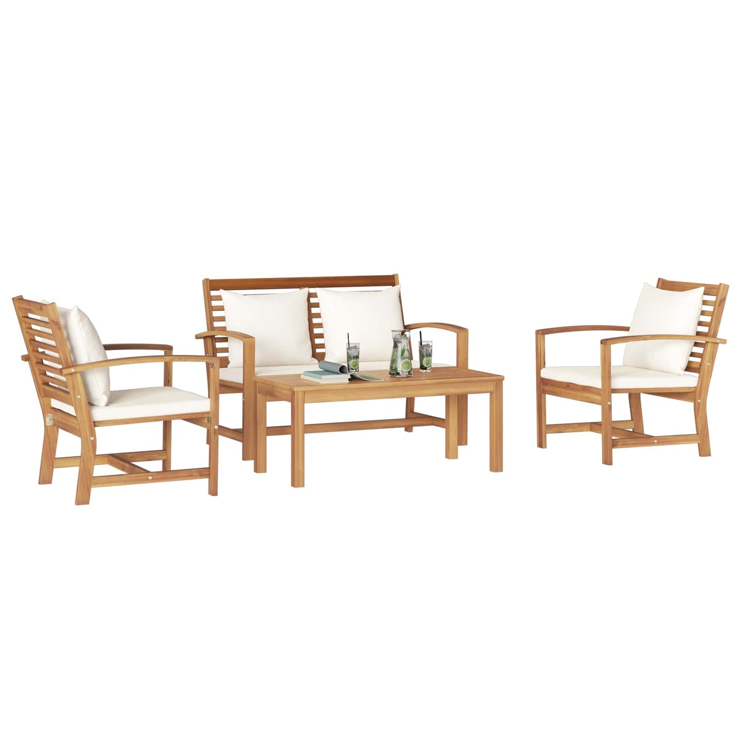 Σετ Καναπέ Κήπου 4 pcs Φυσικό Μασίφ ξύλο teak