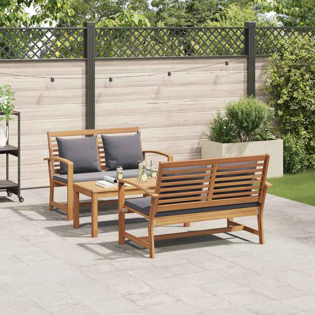 vidaXL Σετ Καναπέ Κήπου 3 pcs Φυσικό Μασίφ ξύλο teak