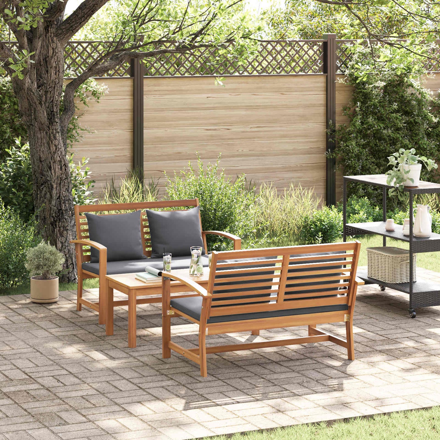 vidaXL Σετ Καναπέ Κήπου 3 pcs Φυσικό Μασίφ ξύλο teak