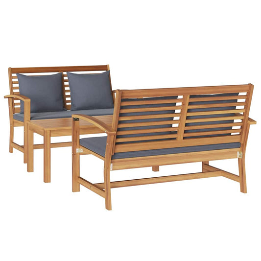 vidaXL Σετ Καναπέ Κήπου 3 pcs Φυσικό Μασίφ ξύλο teak
