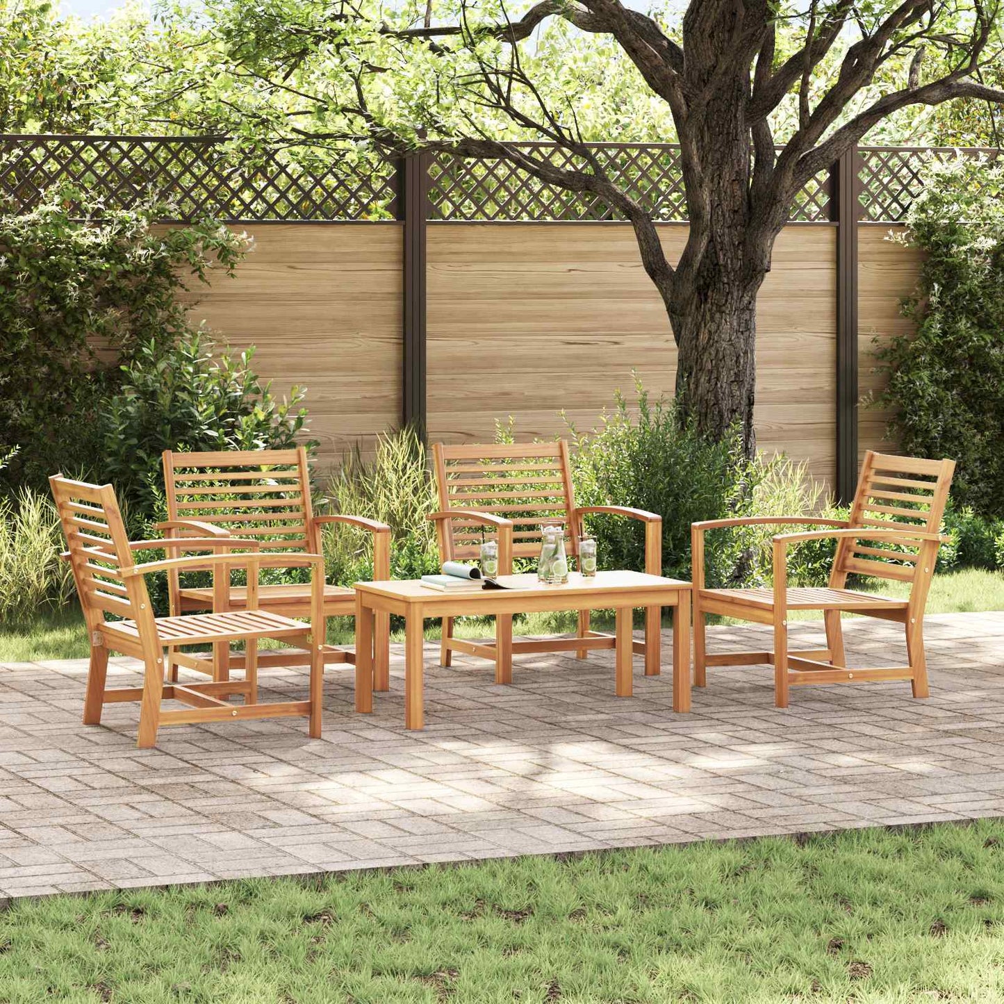 vidaXL Σετ Καναπέ Κήπου 5 pcs Φυσικό Μασίφ ξύλο teak