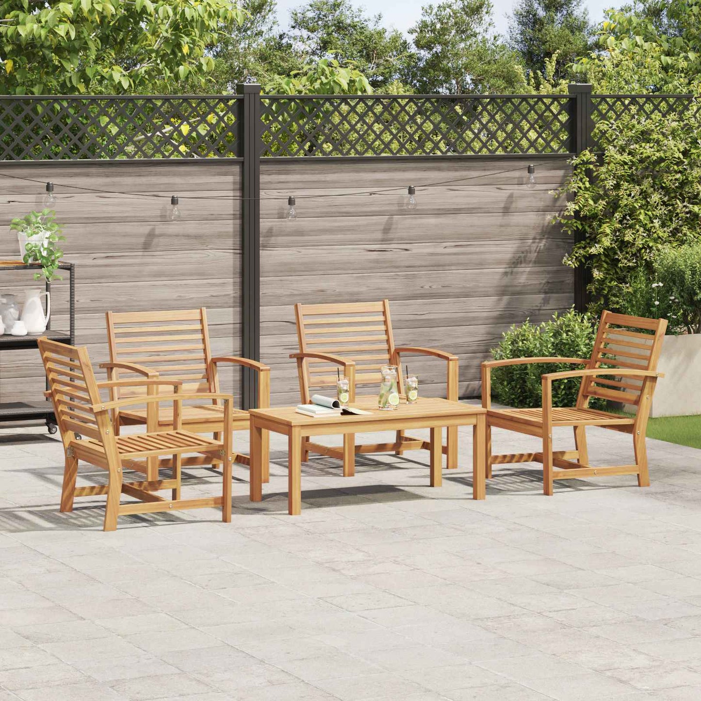 vidaXL Σετ Καναπέ Κήπου 5 pcs Φυσικό Μασίφ ξύλο teak