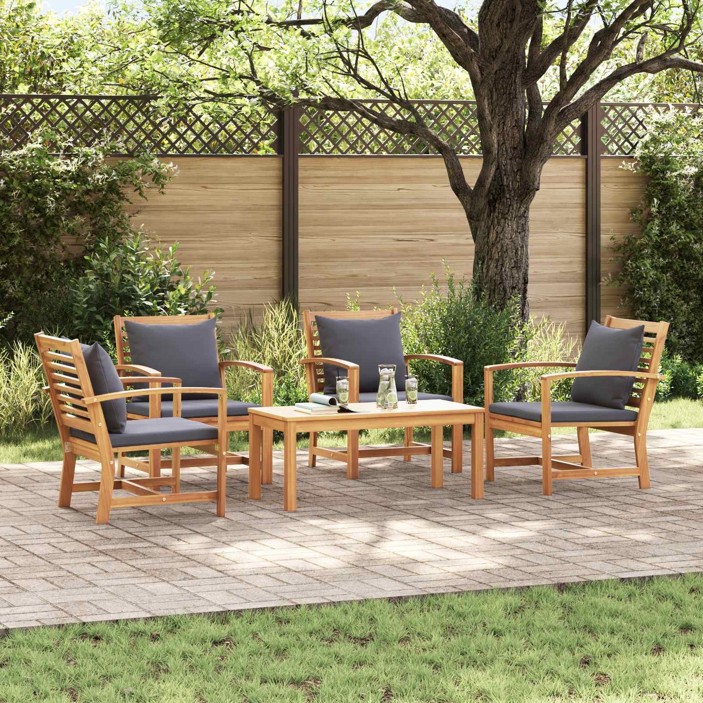 Σετ Καναπέ Κήπου 5 pcs Φυσικό Μασίφ ξύλο teak