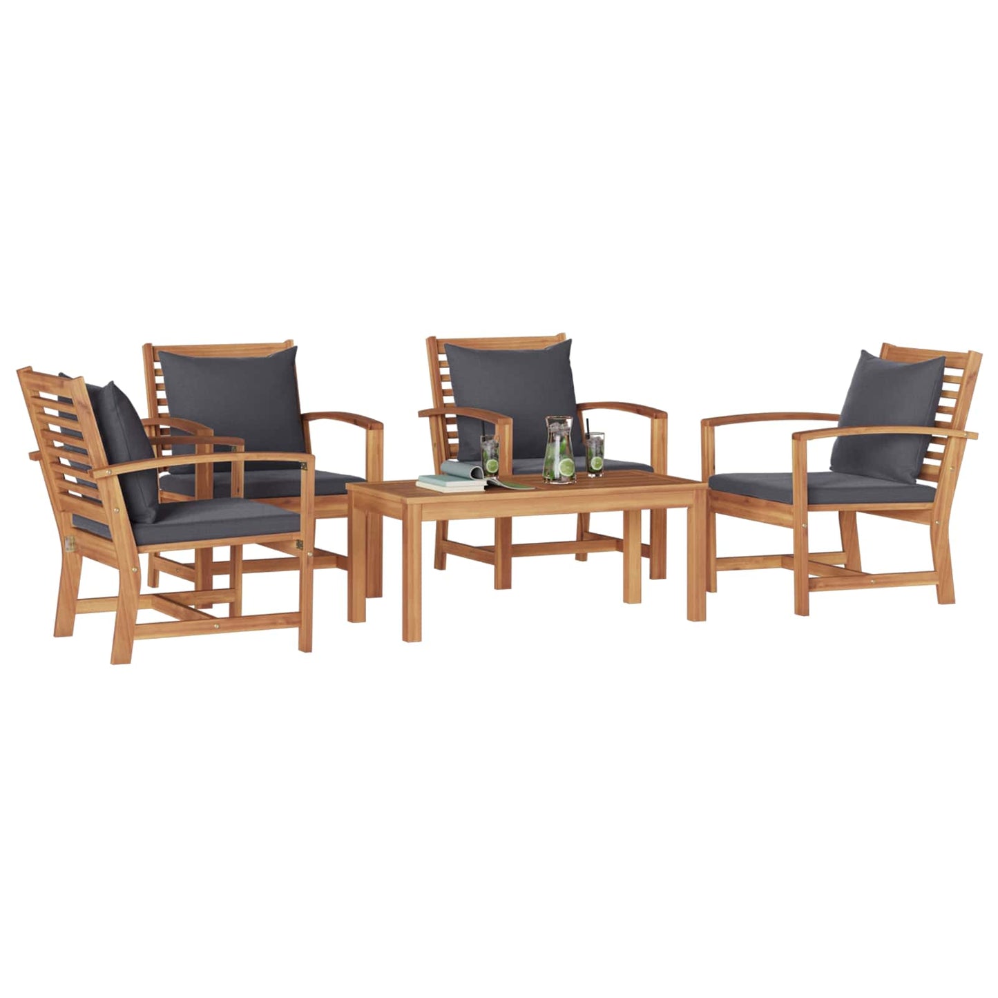 Σετ Καναπέ Κήπου 5 pcs Φυσικό Μασίφ ξύλο teak
