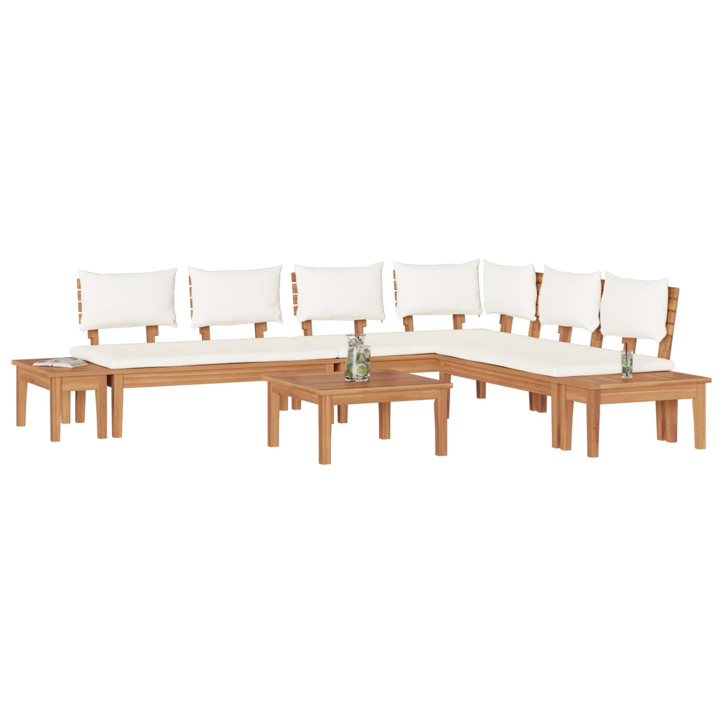 vidaXL Σετ Παγκάκι Κήπου με μαξιλάρι 4 pcs Καφέ και Κρέμα
