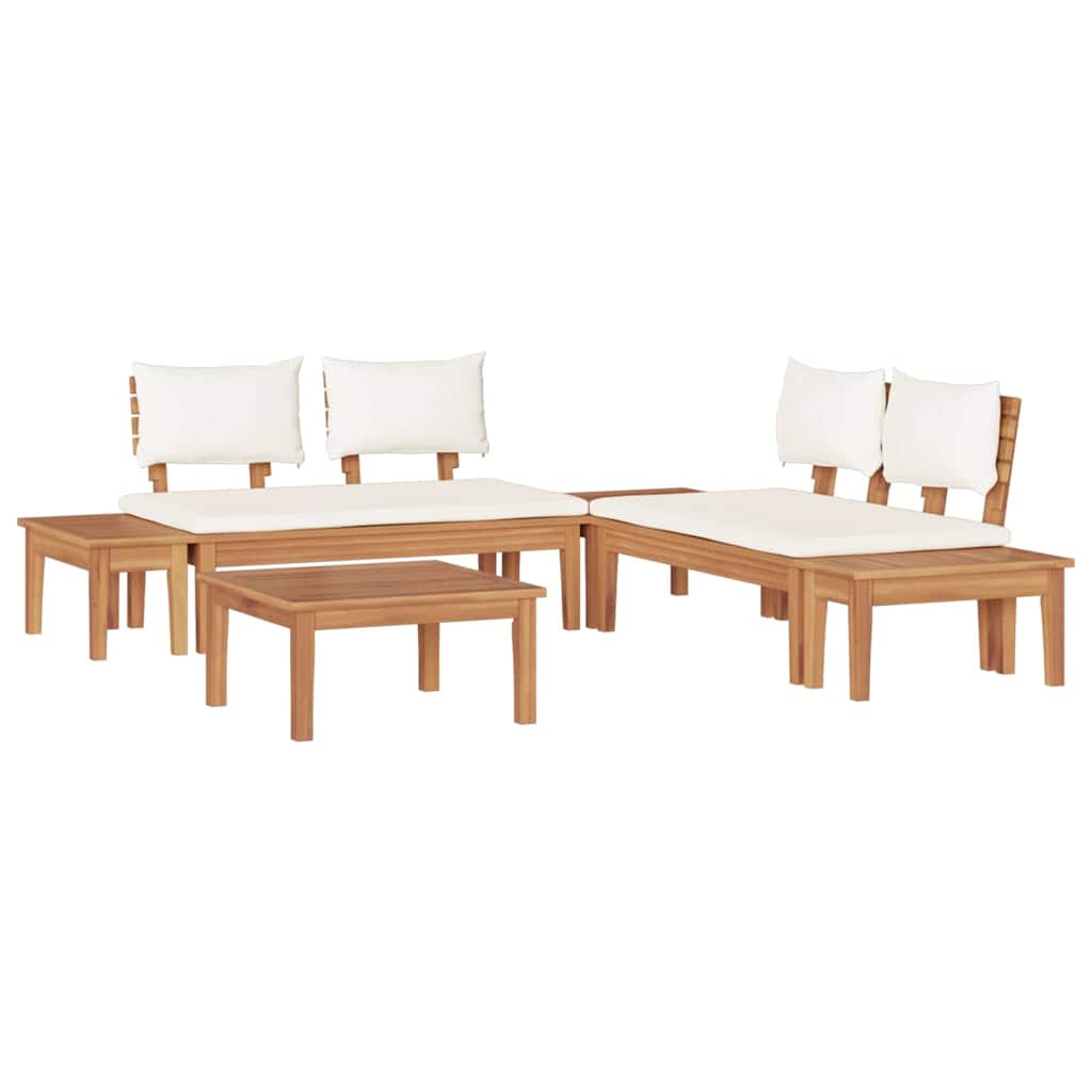 vidaXL Σετ Παγκάκι Κήπου με μαξιλάρι 3 pcs Καφέ και Κρέμα