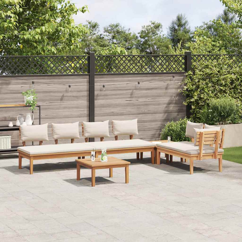 vidaXL Σετ Παγκάκι Κήπου με μαξιλάρι 5 pcs Καφέ και Κρέμα
