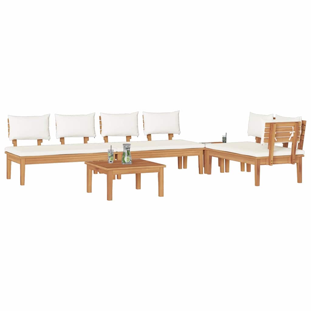 vidaXL Σετ Παγκάκι Κήπου με μαξιλάρι 5 pcs Καφέ και Κρέμα