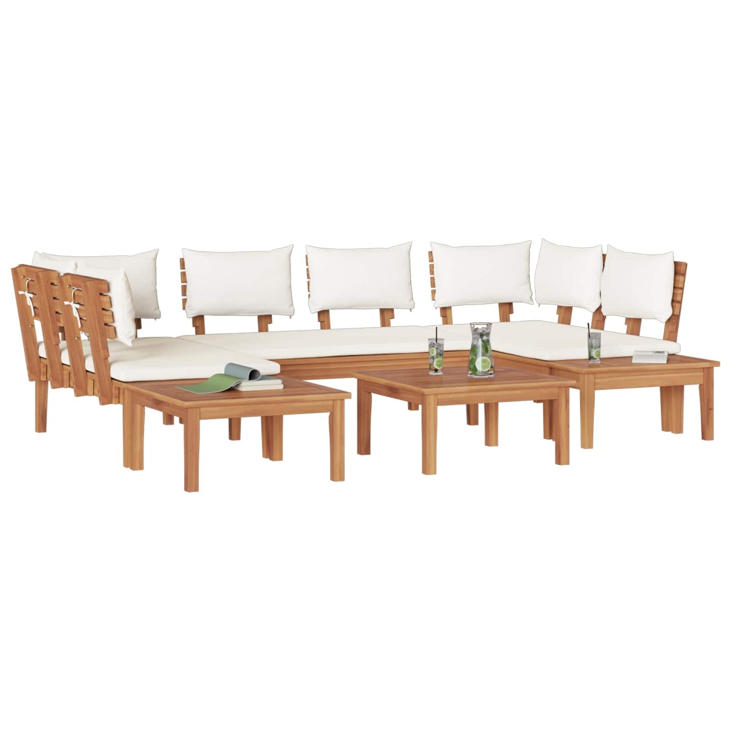 vidaXL Σετ Παγκάκι Κήπου με μαξιλάρι 4 pcs Καφέ και Κρέμα