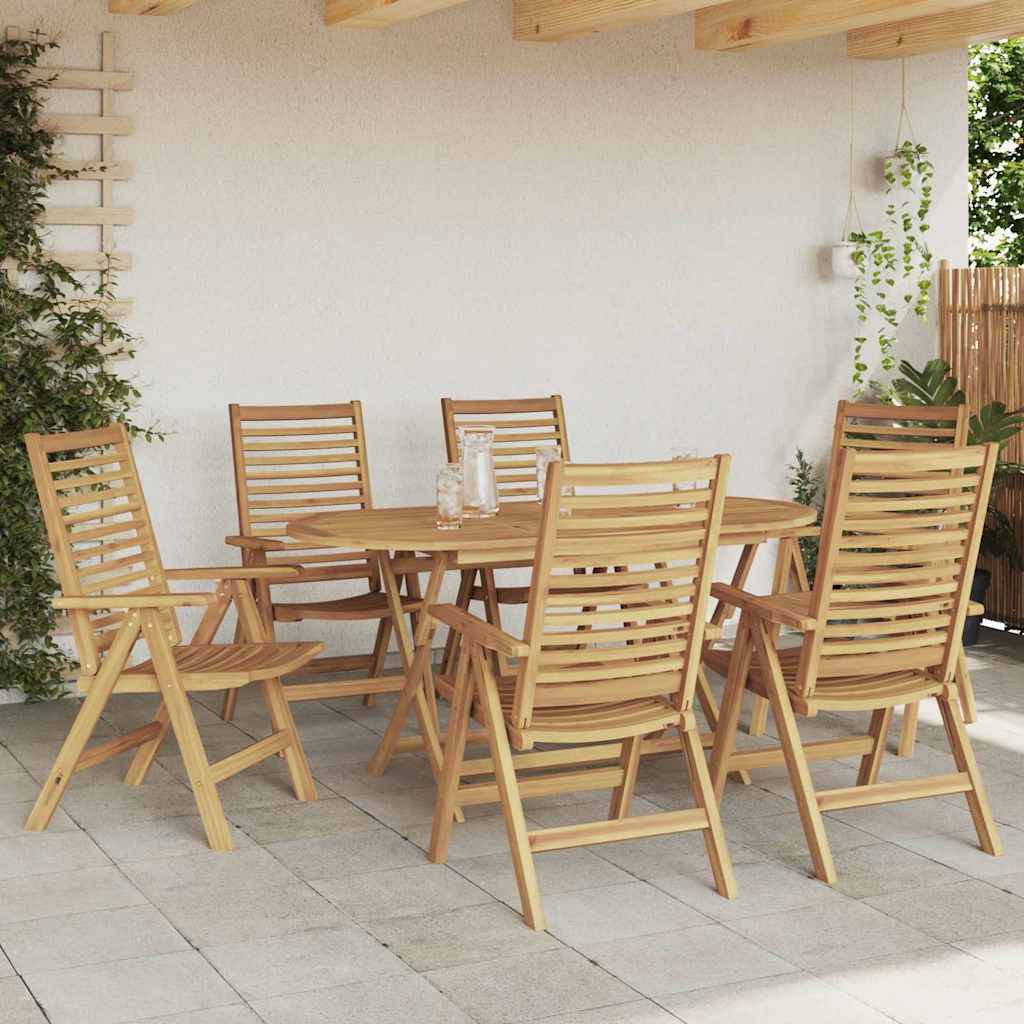 vidaXL Σέτ φαγητού για κήπο 7 pcs Καφέ Μασίφ ξύλο teak