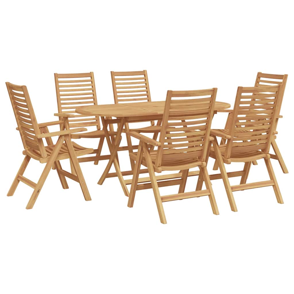 vidaXL Σέτ φαγητού για κήπο 7 pcs Καφέ Μασίφ ξύλο teak