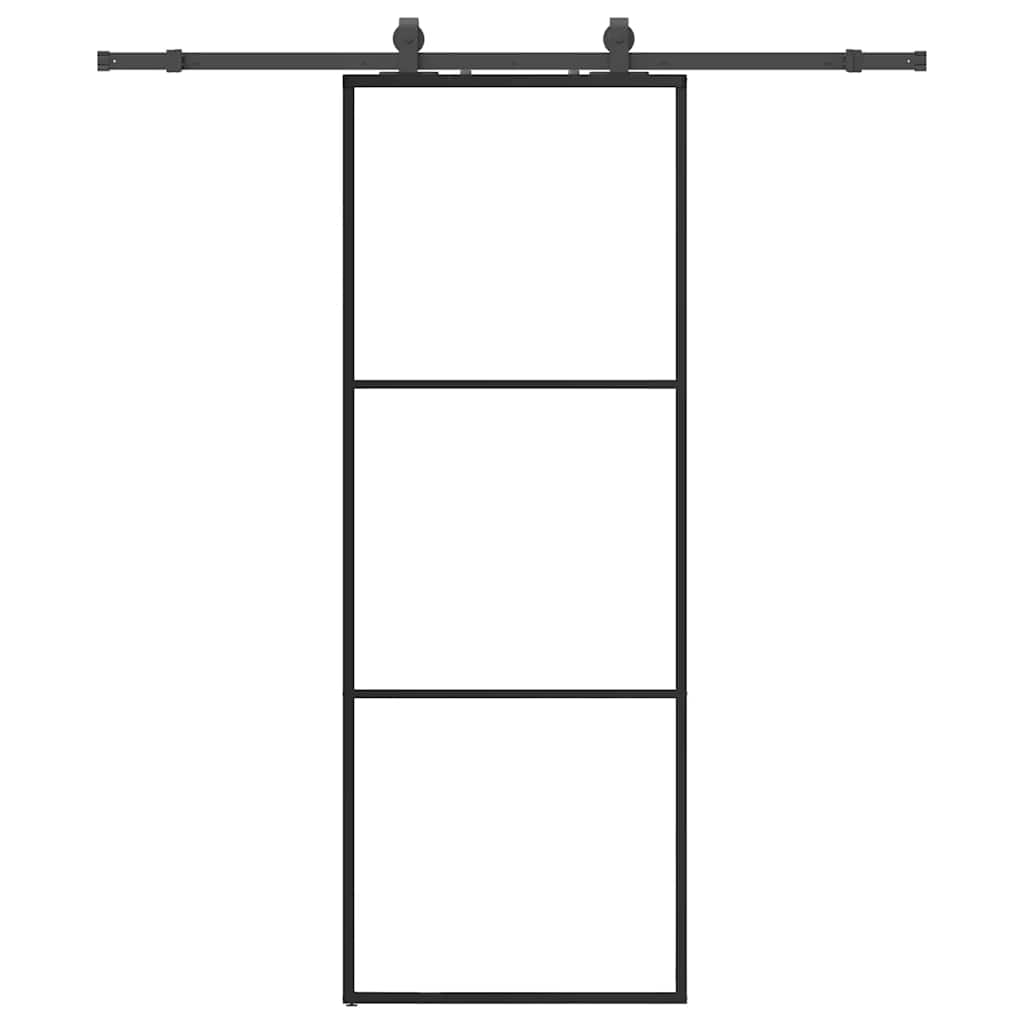 vidaXL Συρόμενη Πόρτα με Μηχανισμό Μαύρο 76x205 εκ. Γυαλί ESG