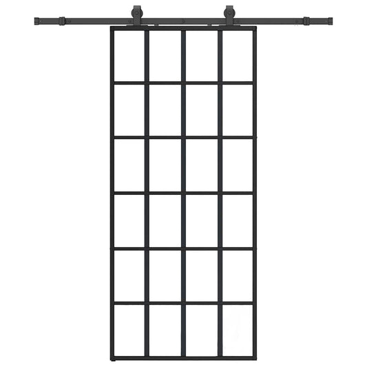 vidaXL Συρόμενη Πόρτα με Μηχανισμό Μαύρο 90x205 εκ. Γυαλί ESG