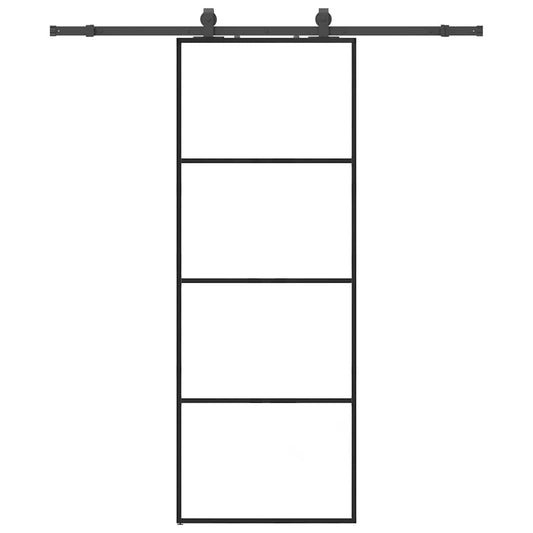 vidaXL Συρόμενη Πόρτα με Μηχανισμό Μαύρο 76x205 εκ. Γυαλί ESG