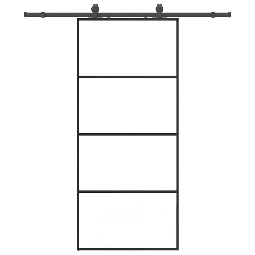vidaXL Συρόμενη Πόρτα με Μηχανισμό Μαύρο 90x205 εκ. Γυαλί ESG