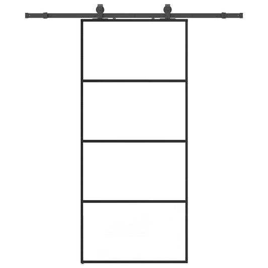 vidaXL Συρόμενη Πόρτα με Μηχανισμό Μαύρο 90x205 εκ. Γυαλί ESG