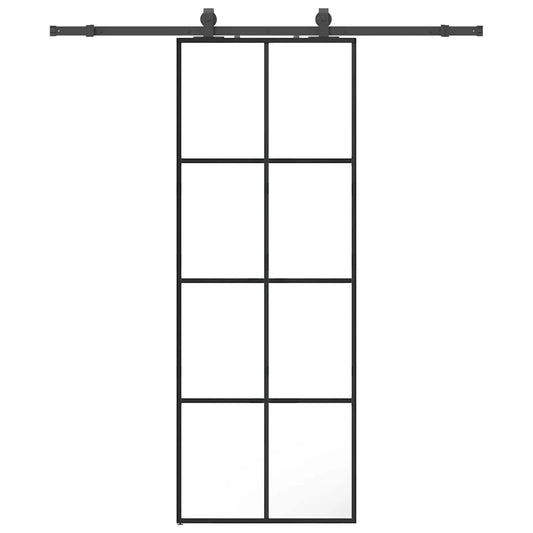 vidaXL Συρόμενη Πόρτα με Μηχανισμό Μαύρο 76x205 εκ. Γυαλί ESG