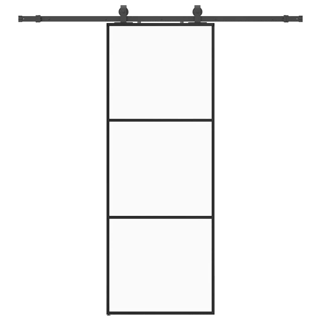 vidaXL Συρόμενη Πόρτα με Μηχανισμό Μαύρο 76x205 εκ. Γυαλί ESG