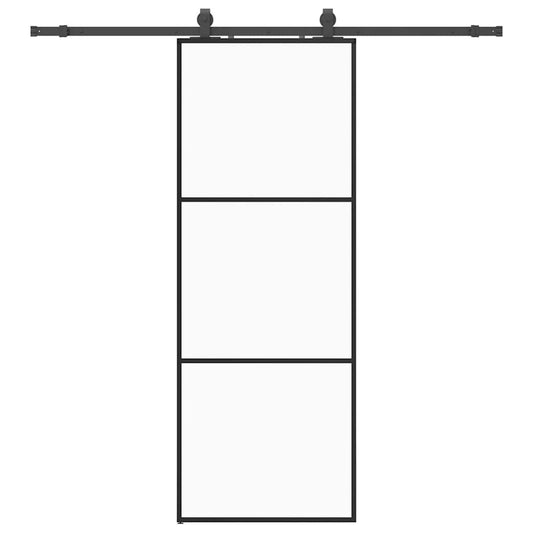 vidaXL Συρόμενη Πόρτα με Μηχανισμό Μαύρο 76x205 εκ. Γυαλί ESG