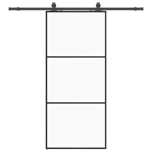 vidaXL Συρόμενη Πόρτα με Μηχανισμό Μαύρο 90x205 εκ. Γυαλί ESG