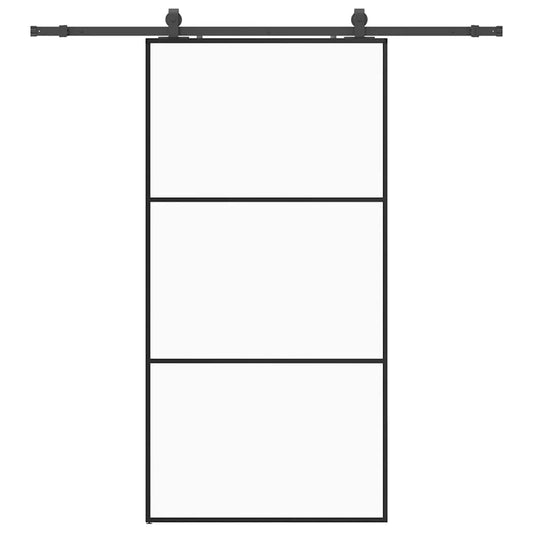 vidaXL Συρόμενη πόρτα με σετ υλικού Μαύρο 102x205 cm ESG Γυαλί